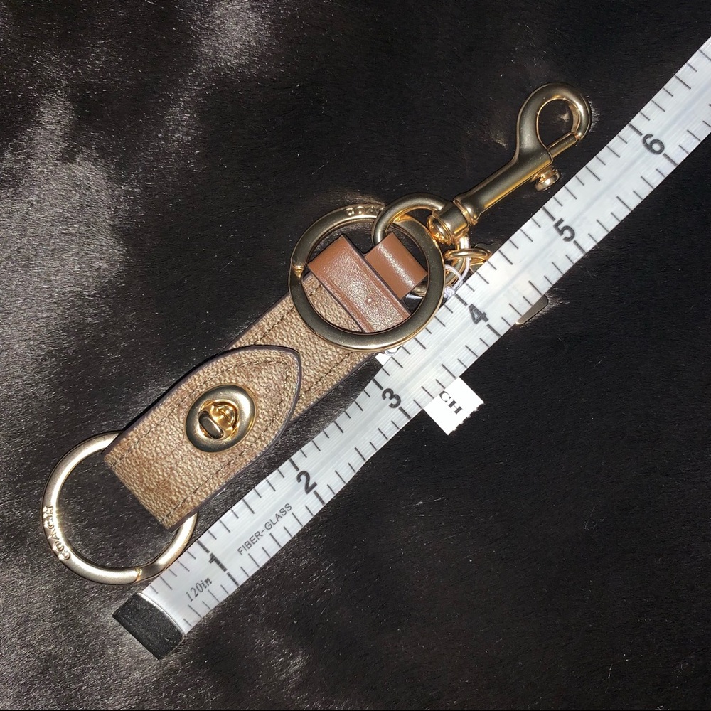 NEW! COACH Trigger Snap Key Ring / Bag Charm w/ Dogleash Snap, Gold/Khaki NWT! - Picture 12 of 16